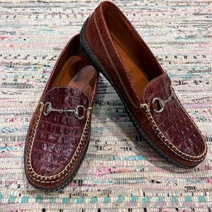 T.B. PHELPS Hornback Croco Bit Driver loafers size 9.5